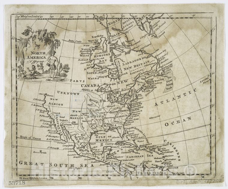Historic 1770 Map - North America - North America - Maps - Early Works To 1800Maps Of North America. - Vintage Wall Art