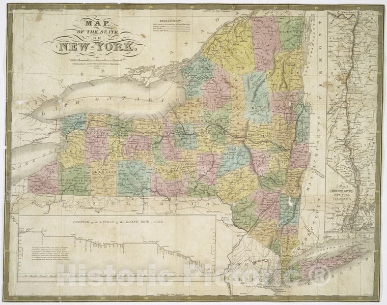 Historic 1831 Map - Map Of The State Of New York. - Vintage Wall Art
