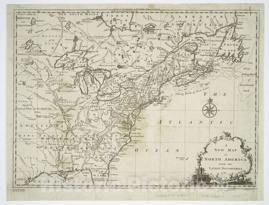 Historic 1761 Map - A New Map Of North America From The Latest Discoveries - North America - Maps - Early Works To 1800Maps Of North America. - Vintage Wall Art