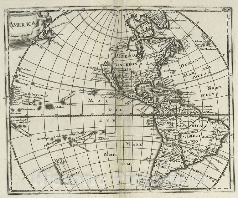 Historic Ca. 1729? Map - America.- America - Maps - Early Works To 1800 - Vintage Wall Art