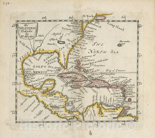 Historic Map - 1680 West Indies, The Western Ilands - Vintage Wall Art