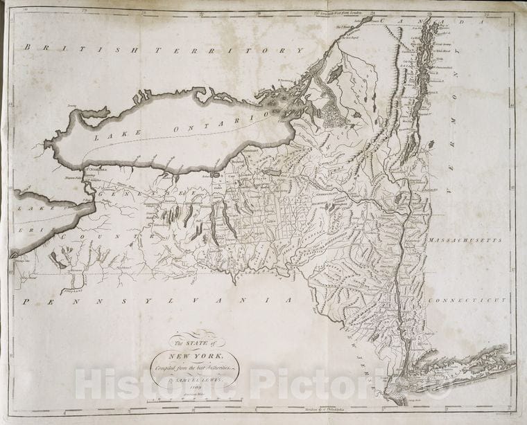 Historic 1809-04 Map - The State Of New York : Compiled From The Best Authorities - America - Maps - New York (State) - Maps - Carey'S American Atlas. - Vintage Wall Art