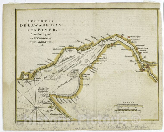 Historic 1779 Map - A Chart Of Delaware Bay And River - Delaware River (N.Y.-Del. And N.J.) - Delaware Bay (Del. And N.J.) - Charts And Maps - Vintage Wall Art