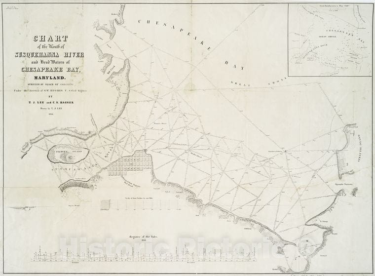 Historic Map - 1836 Chesapeake Bay (Md. And Va.), Chart Of The Mouth Of Susquehanna River And Head Waters Of Chesapeake Bay, Maryland - Vintage Wall Art