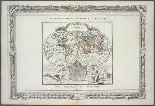 Historic Map - 1786 World East-West Hemispeheres = Mappe-Monde : Dressee Pour L'Etude De La Geographie Relativement Aux Auteurs Les Plus Modernes. - Vintage Wall Art