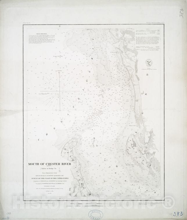 Historic 1849 Map - Mouth Of Chester River : (Harbor Of Refuge No.) - Maryland - Chester River Estuarymaps Of North America. - Maryland - Vintage Wall Art, V2
