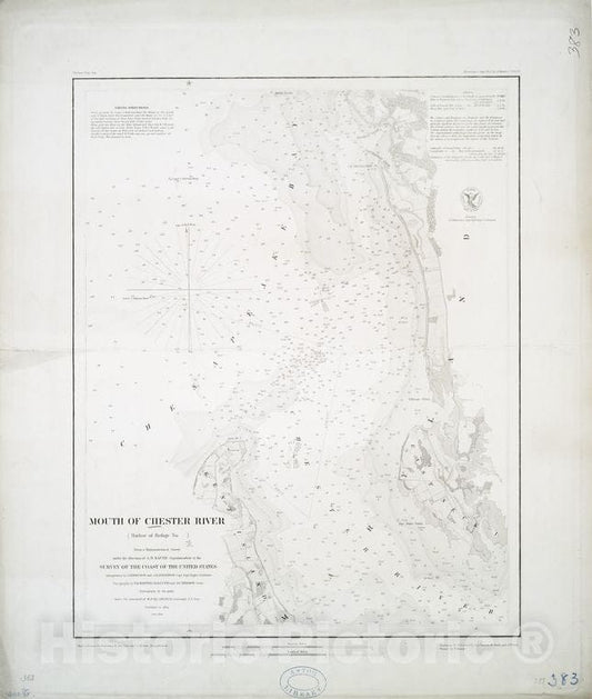 Historic 1849 Map - Mouth Of Chester River : (Harbor Of Refuge No.) - Maryland - Chester River Estuarymaps Of North America. - Maryland - Vintage Wall Art, V2