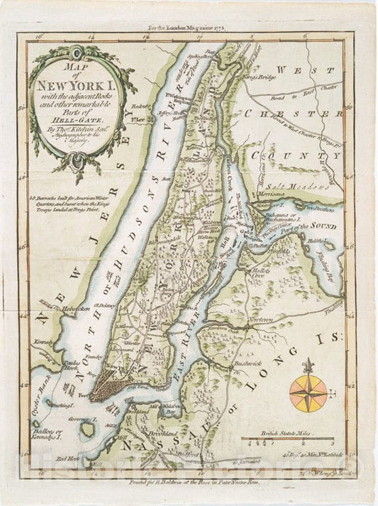 Historic Map - 1778 Map Of New York I. : With The Adjacent Rocks And Other Remarkable Parts Of Hell-Gate - Vintage Wall Art