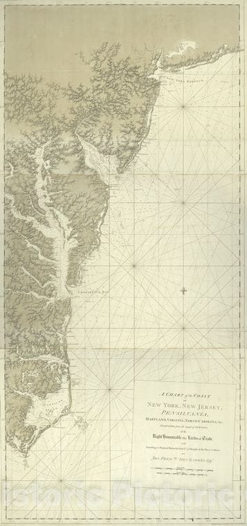 Historic 1780 Map - A Chart Of The Coast Of New York, New Jersey, Pensilvania, Maryland, Virginia, North Carolina, C. - Atlantic Coast (U.S.) - Charts And Maps - Vintage Wall Art