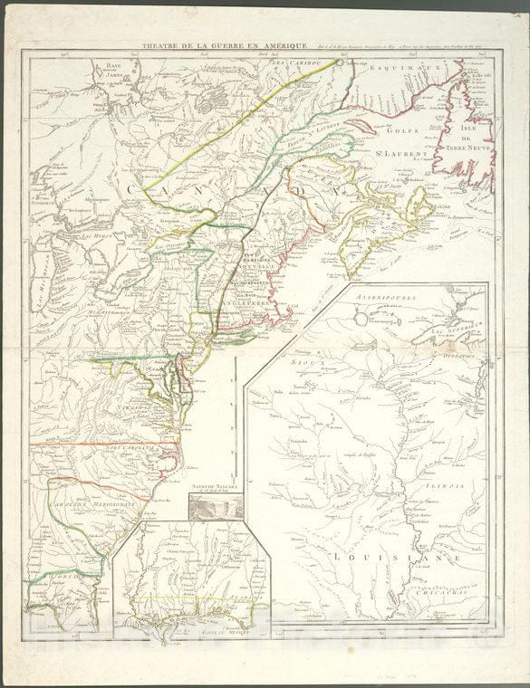 Historic 1777 Map - Theatre De La Guerre En Amerique. - New York (N.Y.) - North America - Charts And Maps - Vintage Wall Art