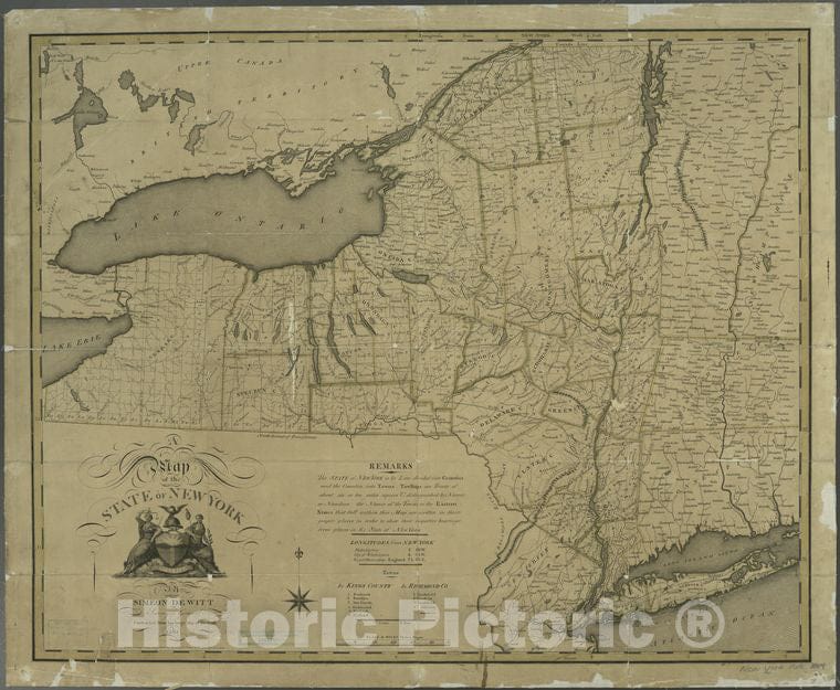 Historic 1804 Map - A Map Of The State Of New York - New York (State) Maps Of New York City And State - Vintage Wall Art