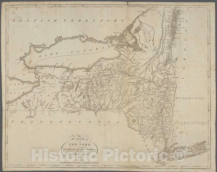 Historic 1795 Map - The State Of New York - New York (State) - Vintage Wall Art