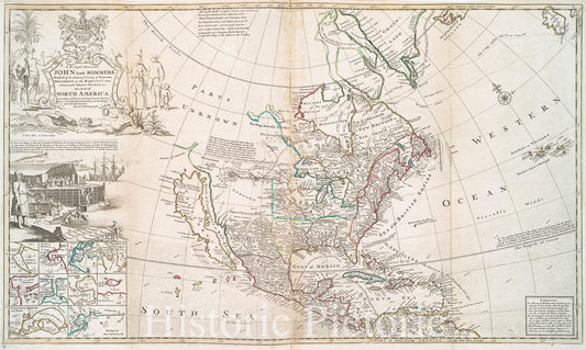 Historic 1720 Map - This Map Of North America According To Ye Newest And Most Exact - Newfoundland - North America - Maps - Early Works To 1800 - Charts And Maps - Vintage Wall Art