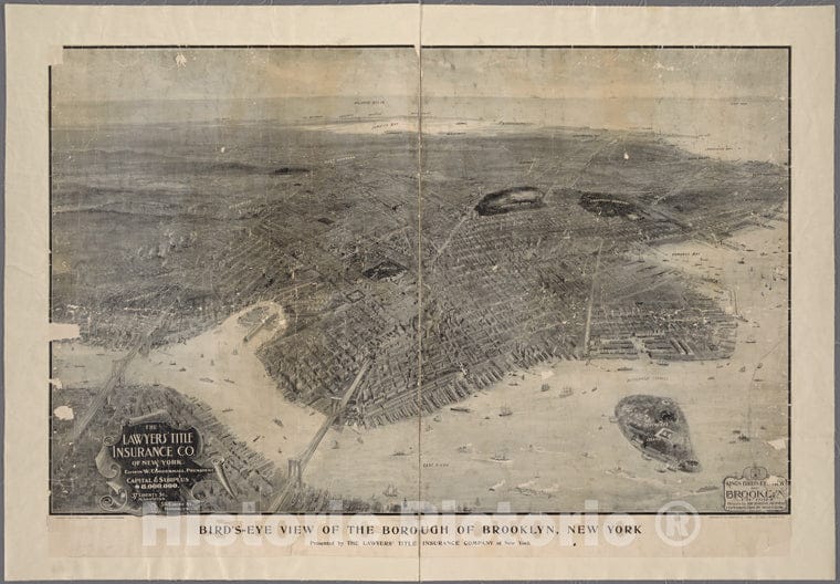 Historic 1904 Map - King'S Bird'S-Eye View Of Brooklyn. - Brooklyn (New York, N.Y.) Maps Of New York City And State - Brooklyn - Vintage Wall Art