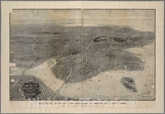 Historic 1904 Map - King'S Bird'S-Eye View Of Brooklyn. - Brooklyn (New York, N.Y.) Maps Of New York City And State - Brooklyn - Vintage Wall Art