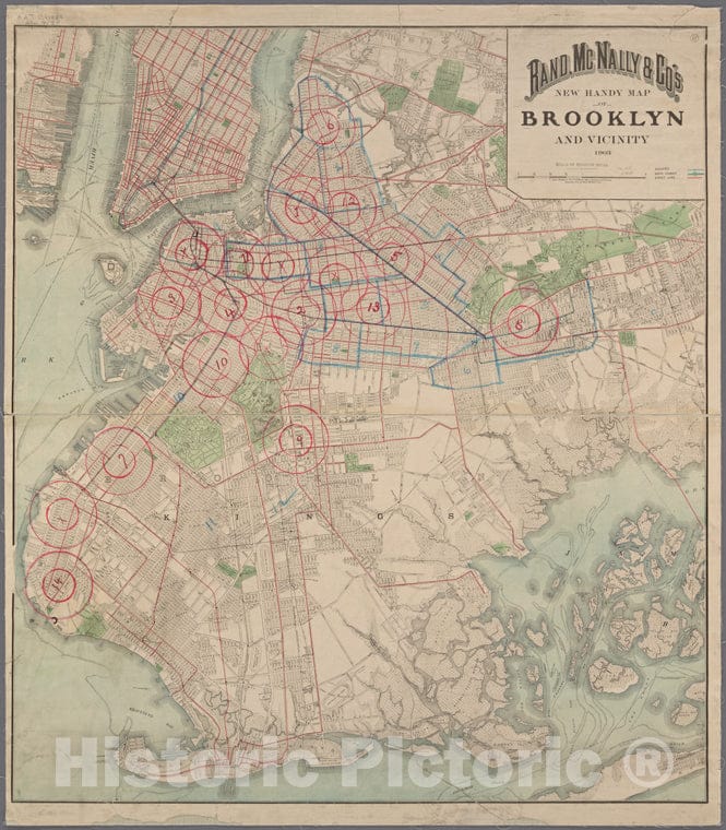 Historic 1902 Map - New Handy Map Of Brooklyn And Vicinity. - Brooklyn (New York, N.Y.) Maps Of New York City And State - Brooklyn - Vintage Wall Art