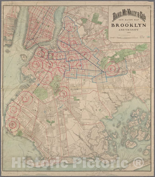 Historic 1902 Map - New Handy Map Of Brooklyn And Vicinity. - Brooklyn (New York, N.Y.) Maps Of New York City And State - Brooklyn - Vintage Wall Art