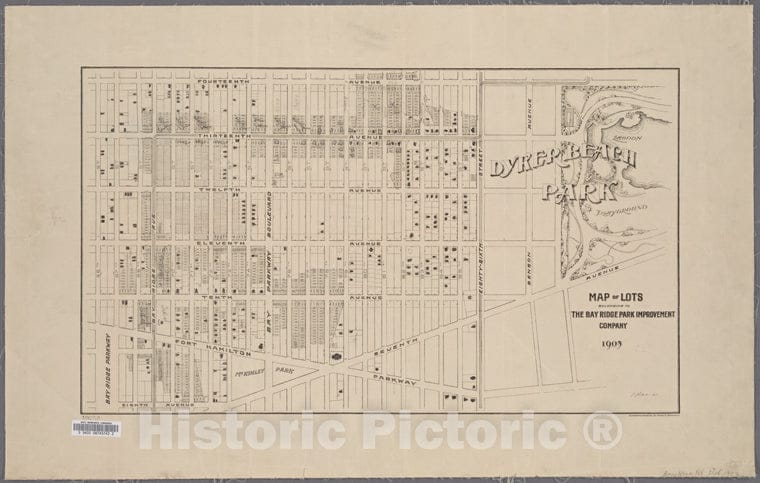 Historic 1903 Map - Map Of Lots Belonging To The Bay Ridge Park Improvement Company. - Brooklyn (New York, N.Y.) Maps Of New York City And State - Brooklyn - Vintage Wall Art