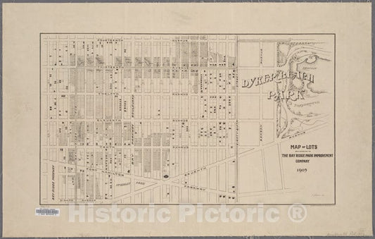 Historic 1903 Map - Map Of Lots Belonging To The Bay Ridge Park Improvement Company. - Brooklyn (New York, N.Y.) Maps Of New York City And State - Brooklyn - Vintage Wall Art