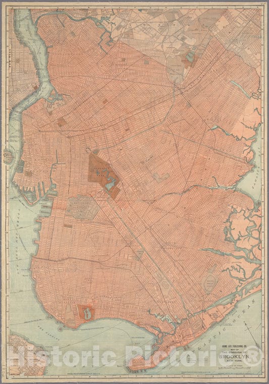 Historic 1902 Map - Map Of The Borough Of Brooklyn, New York. - Brooklyn (New York, N.Y.) Maps Of New York City And State - Brooklyn - Vintage Wall Art