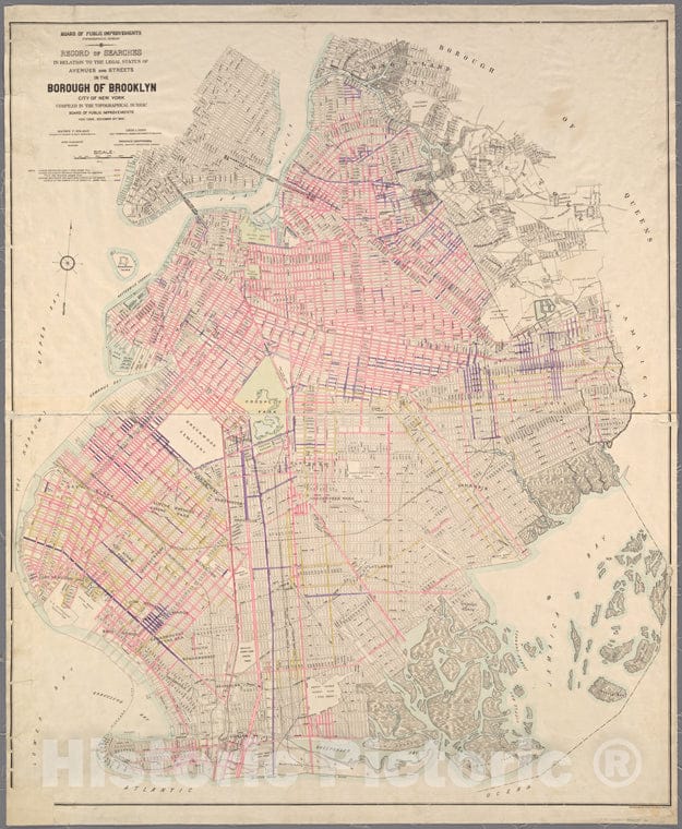 Historic Map - 1900 Brooklyn (New York, N.Y.), Record Of Searches In Relation To The Legal Status Of Avenues & Streets In The Borough Of Brooklyn. - Vintage Wall Art