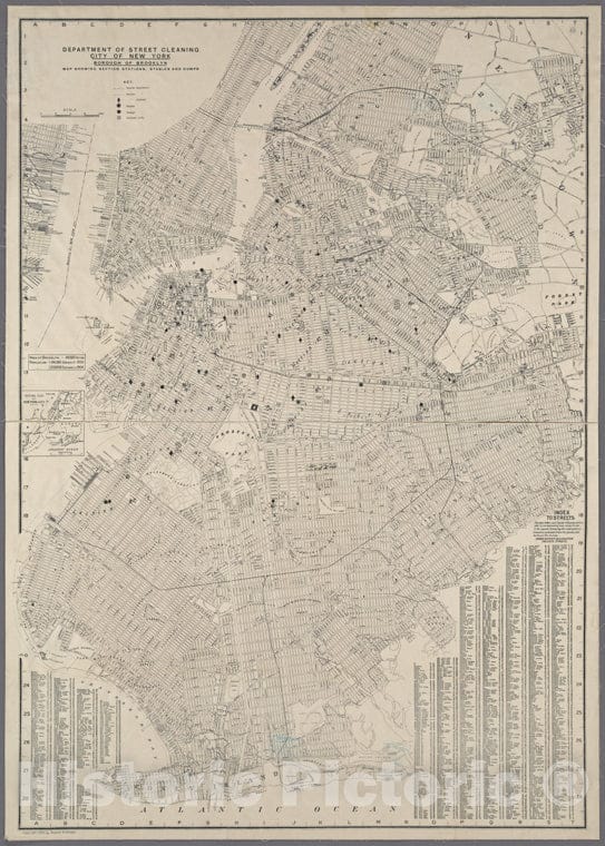 Historic Map - 1906 Brooklyn (New York, N.Y.), City Of New York, Borough Of Brooklyn ; Map Showing Section Stations, Stables, And Dumps. - Vintage Wall Art