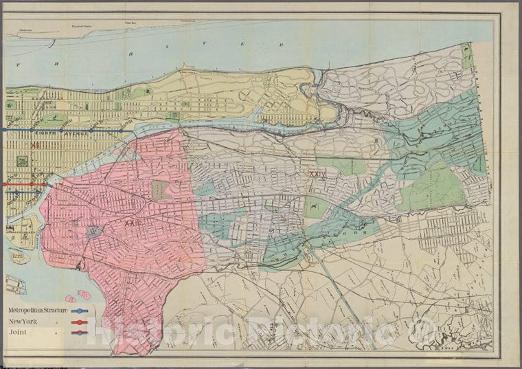 Historic 1886 Map - Map Of The City & County Of New York Showing Routes & Stations O - Vintage Wall Art