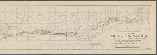 Historic 1913 Map - Plan For The Riverside Drive Extension From 155Th Street To The Harlem River (Exhibit A.) Of New York City And State - Manhattan - Vintage Wall Art