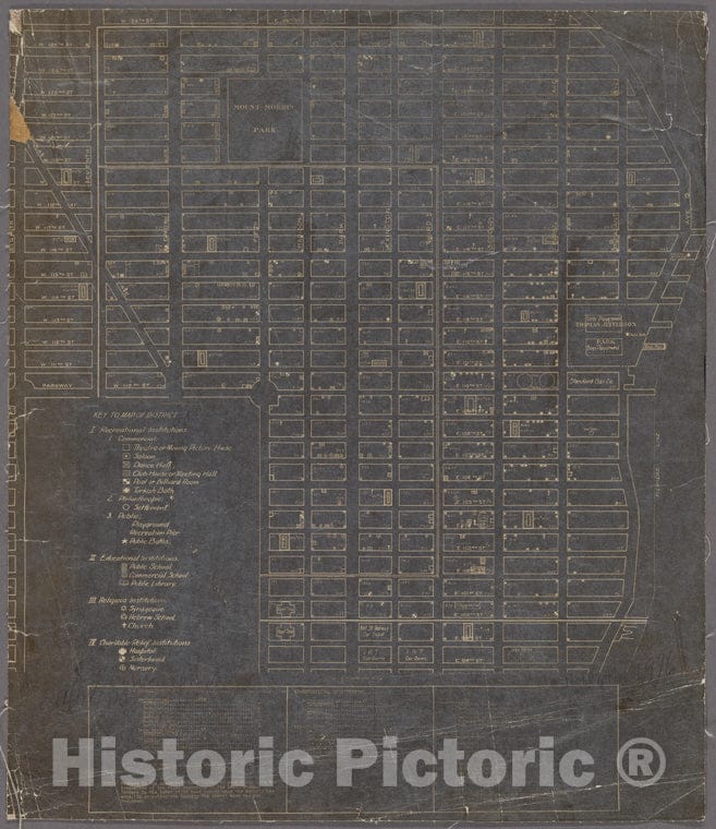 Historic 1916 Map - [Map Of New York City From 98Th St. North To 126Th St, And From The East River West To 8Th Ave.] Of New York City And State - Manhattan - Vintage Wall Art