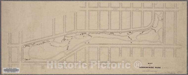 Historic 1914 Map - Map Of Morningside Park.Of New York City And State - Manhattan - Vintage Wall Art