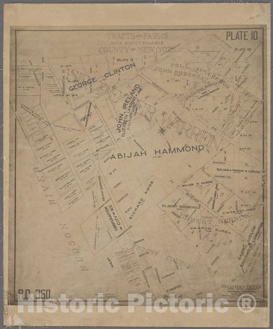 Historic 1917 Map - Tracts And Farms With Street Changes, County Of New York.Of New York City And State - Manhattan - Vintage Wall Art
