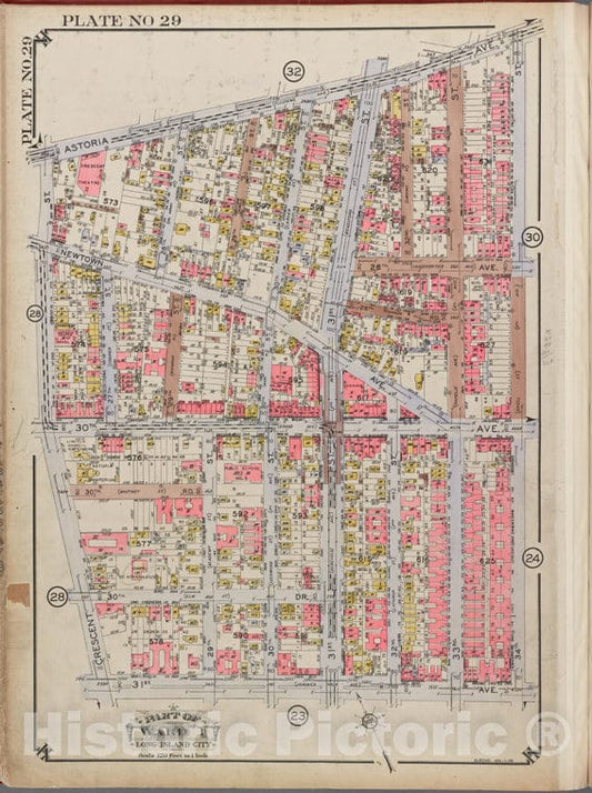 Historic 1928 Map - [Map Bounded By Crescent St, Astoria Ave, 34Th St, 31St Ave.] - Vintage Wall Art