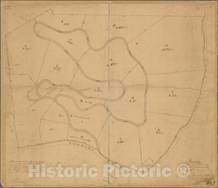 Historic Map - 1852 Staten Island, New York (N.Y.), Property In The Towns Of Castleton And Southfield, Richmond Co. Belonging To Wm. Emerson And Georgw Folsom. - Vintage Wall Art