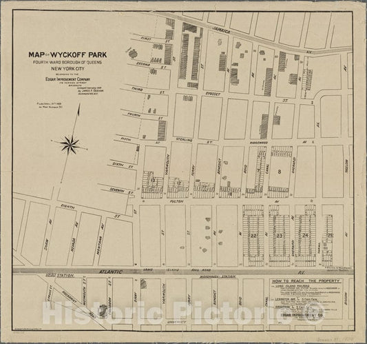 Historic 1909 Map - Map Of Wyckoff Park, Fourth Ward, Borough Of Queens, New York City.Of New York City And State - Queens - Vintage Wall Art