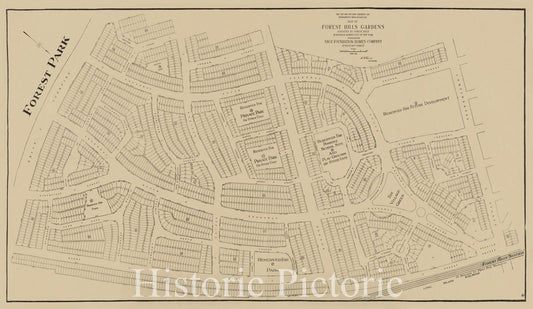 Historic 1911 Map - Map Of Forest Hills Gardens, Situated At Forest Hills, Borough Of Queens, City Of New York.Of New York City And State - Queens - Vintage Wall Art