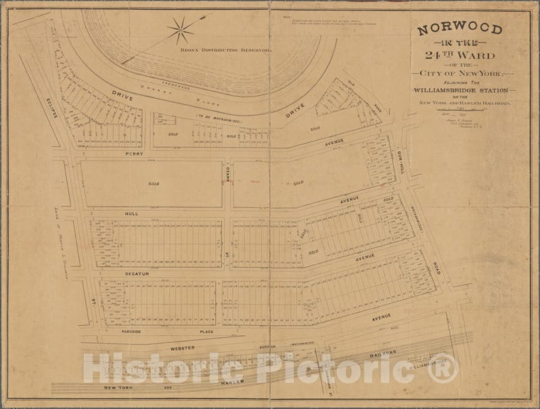 Historic 1889 Map - Norwood In The 24Th Ward Of The City Of New York.Of New York City And State - Bronx - Vintage Wall Art
