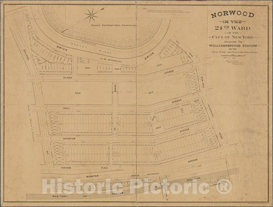 Historic 1889 Map - Norwood In The 24Th Ward Of The City Of New York.Of New York City And State - Bronx - Vintage Wall Art