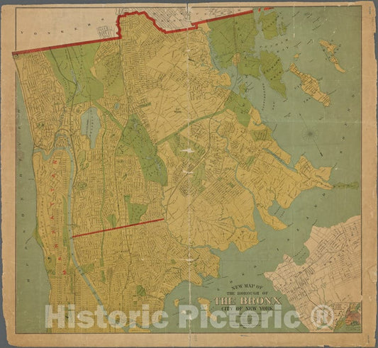 Historic 1898 Map - Map Of The Borough Of The Bronx, City Of New York, Adopted From The Most Recent And Correct Surveys.Of New York City And State - Bronx - Vintage Wall Art