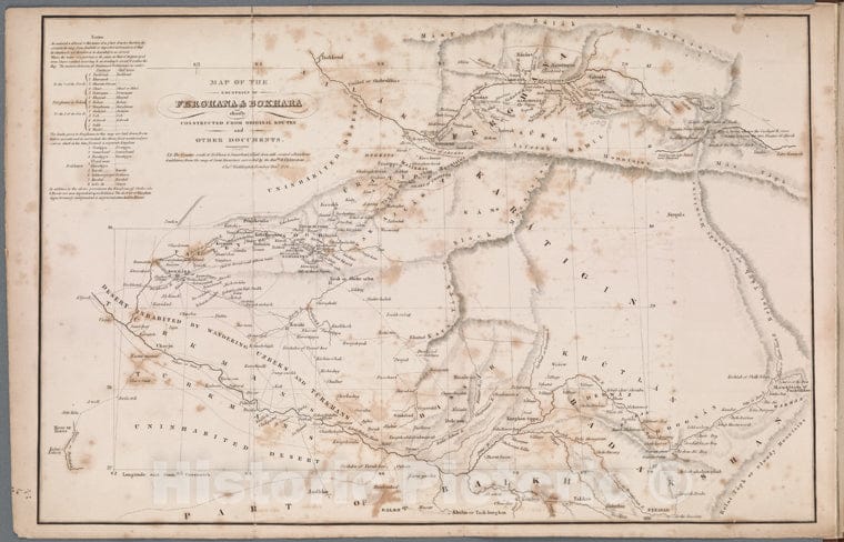 Historic Map - 1826 Amu Darya, Map Of The Countries Of Ferghana & Bokhara: Chiefly Constructed From Original Routes And Other Documents - Vintage Wall Art