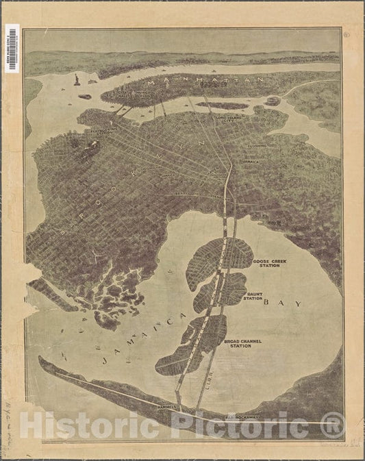 Historic 1915 Map - Birdseye View Of Greater New York Showing Jamaica Bay Boulevard.Of New York City And State - New York City & Vicinity - Vintage Wall Art