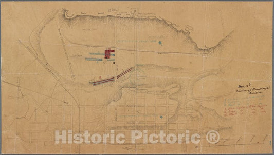 Historic 1862 Map - Dec. 13Th Positions Of Humphreys'S Division - Battlefields Of The Civil War, 1861-1865 - Vintage Wall Art