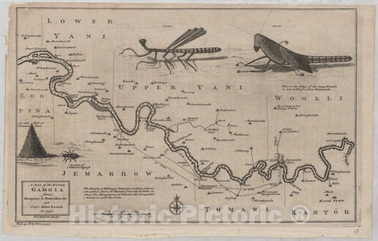 Historic 1732 Map - A Map Of The River Gambia From Eropina To Barrakunda - Vintage Wall Art