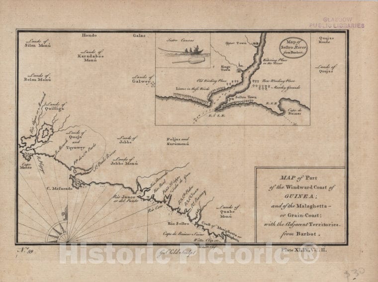 Historic 1700 Map - Map Of Part Of The Windward Coast Of Guinea, And Of The Malaghetta Or Grain Coast, With The Adjacent Territories - - Vintage Wall Art