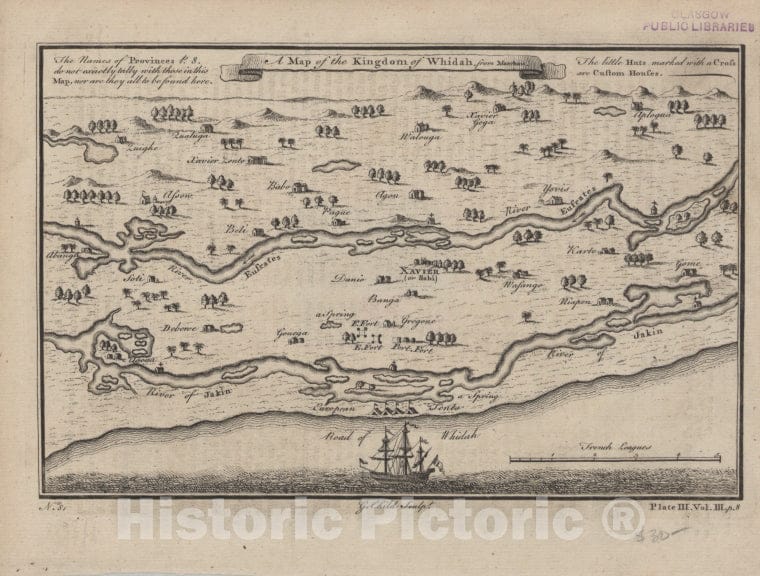 Historic 1700 Map - A Map Of The Kingdom Of Whidah - Ouidah (Benin) - Vintage Wall Art