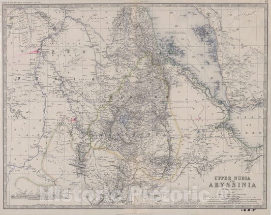 Historic 1870 Map - Upper Nubia And Abyssinia - Africa, Eastern- Sudan - Vintage Wall Art