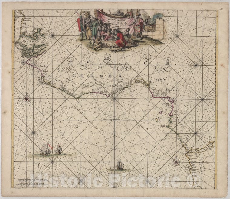 Historic 1725 Map - Tractus Littorales Guinea A Promontorio Verde Usque Ad Sinum Catenbelae - - Vintage Wall Art