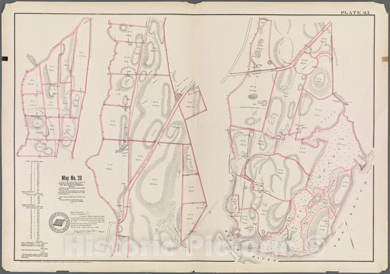 Historic 1890 Map - Plate 45: Map No. 20 [Bounded By Mill Creek. (Bronx River), Vintage Wall Art