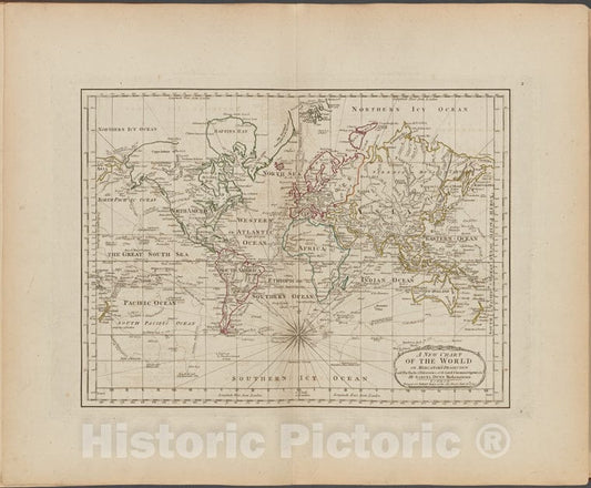 Historic Map - 1788 A New Chart Of The World On Mercator'S Projection With The Tracks & Discoveries Of The Latest Circumnavigators &C. - Vintage Wall Art