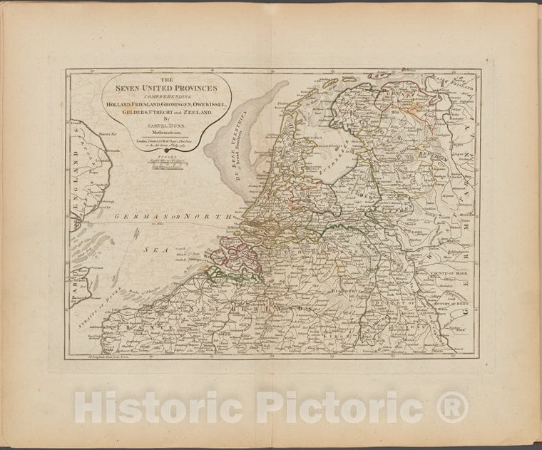 Historic 1788 Map - The Seven United Provinces Comprehending Holland, Friesland, Gro - Vintage Wall Art