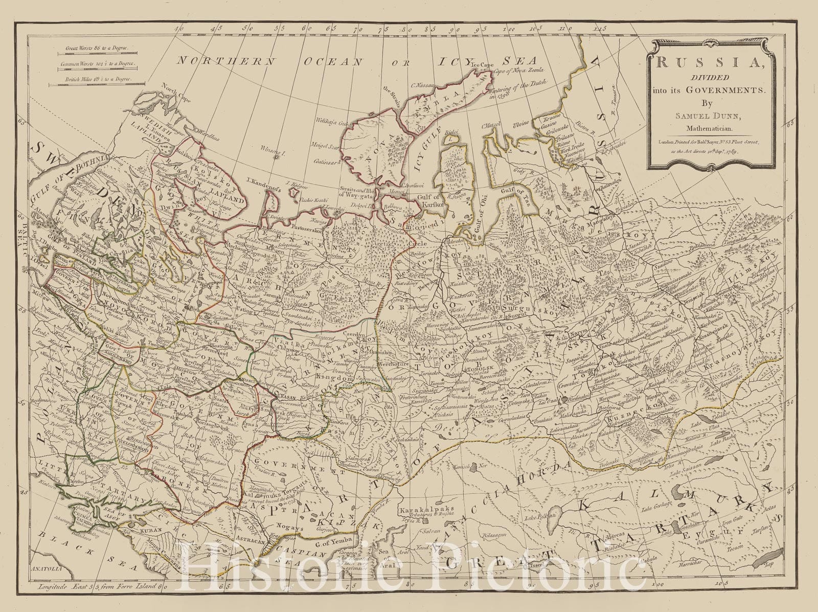 Historic Map - 1788 Russia, Divided Into Its Governments - Vintage Wall Art